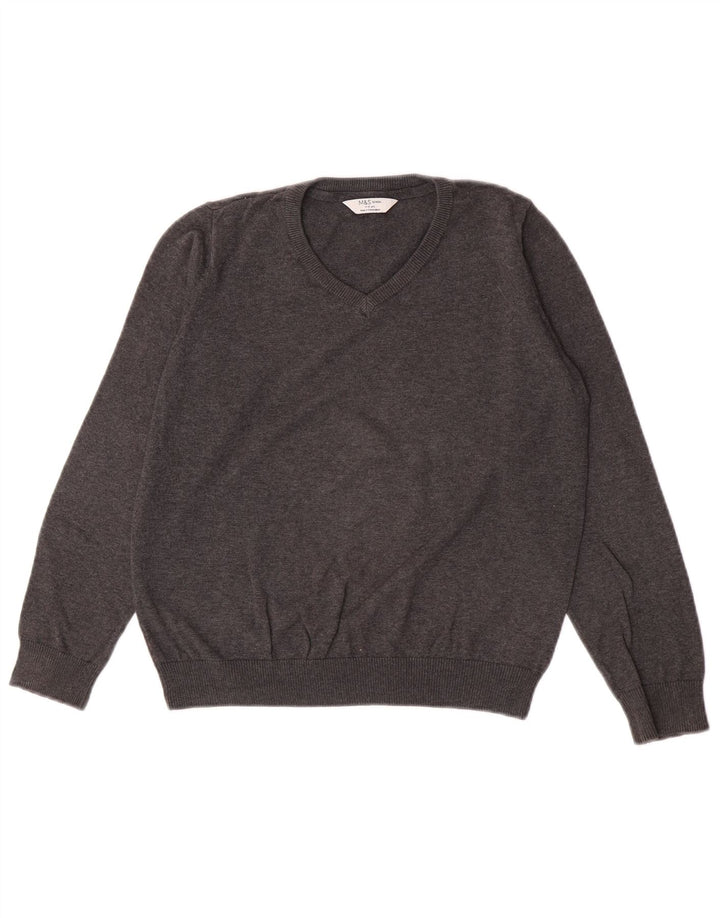 Maglione Marks & Spencer per ragazzi con scollo a V 11-12 anni in cotone grigio