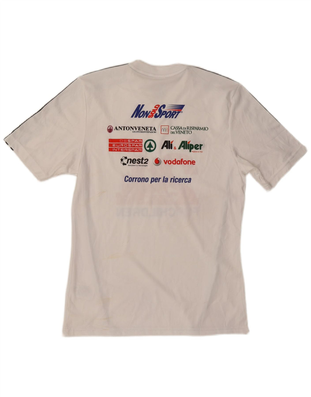 T-shirt grafica ADIDAS da uomo Climalite, piccola, in poliestere bianco