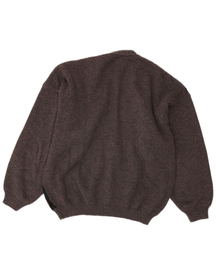 Maglione cardigan da uomo VINTAGE grigio medio a rombi/acrilico diamante