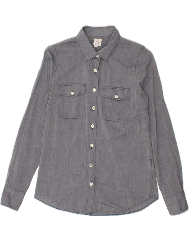 J. CREW Womens Shirt UK 6 XS Grey Cotton Vintage J. Crew and Second-Hand J. Crew from Messina Hembry 