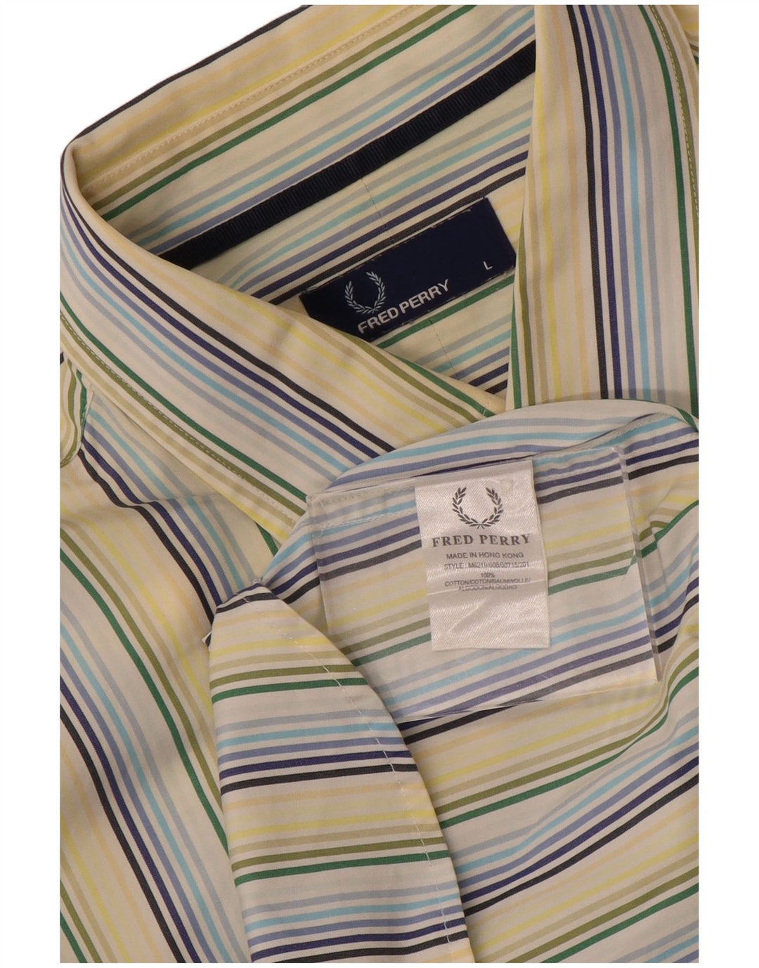Camicia da uomo Fred Perry grande in cotone gessato giallo