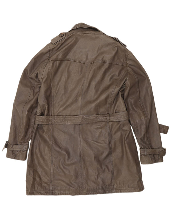 Cappotto in pelle militare da donna ALBA MODA UK 20 2XL Pelle marrone