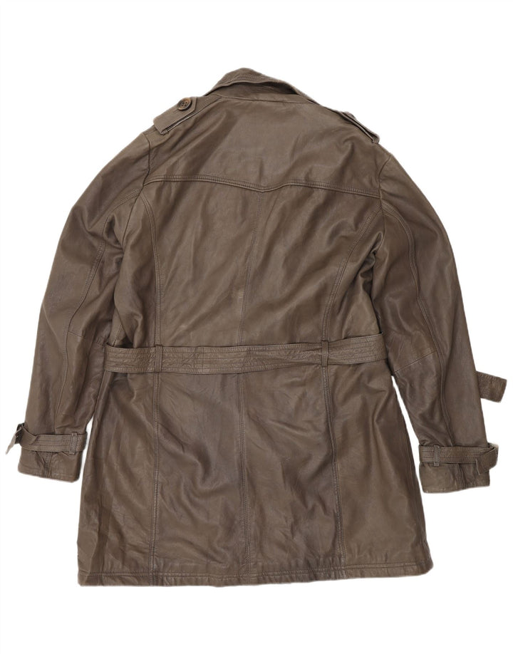 Cappotto in pelle militare da donna ALBA MODA UK 20 2XL Pelle marrone