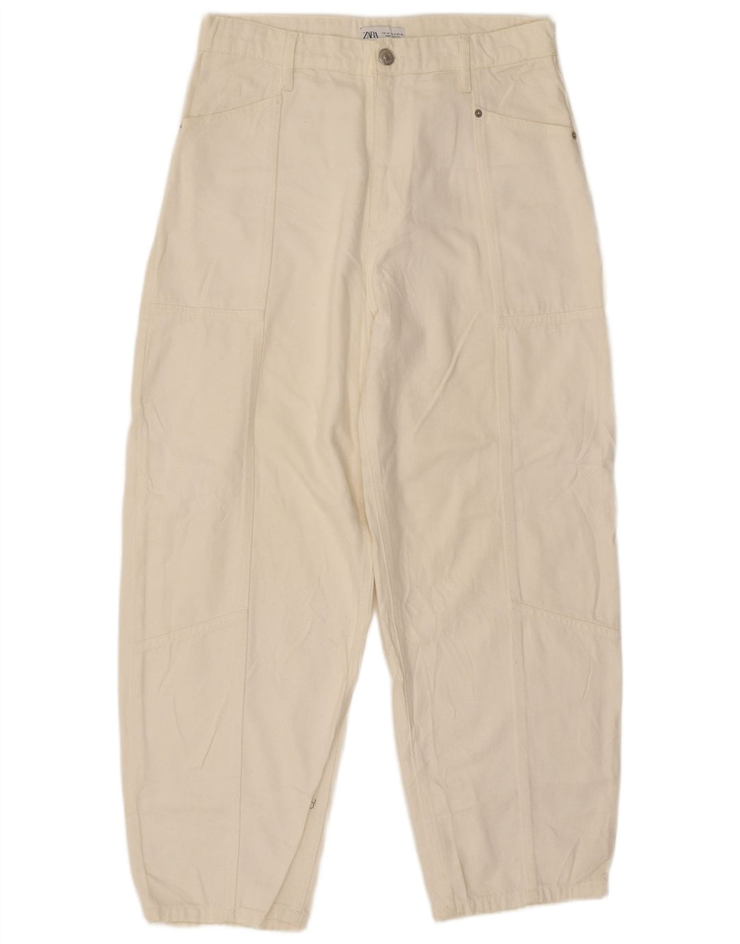 Jeans larghi a vita alta da donna Zara EU 40 medio W32 L27 bianco sporco