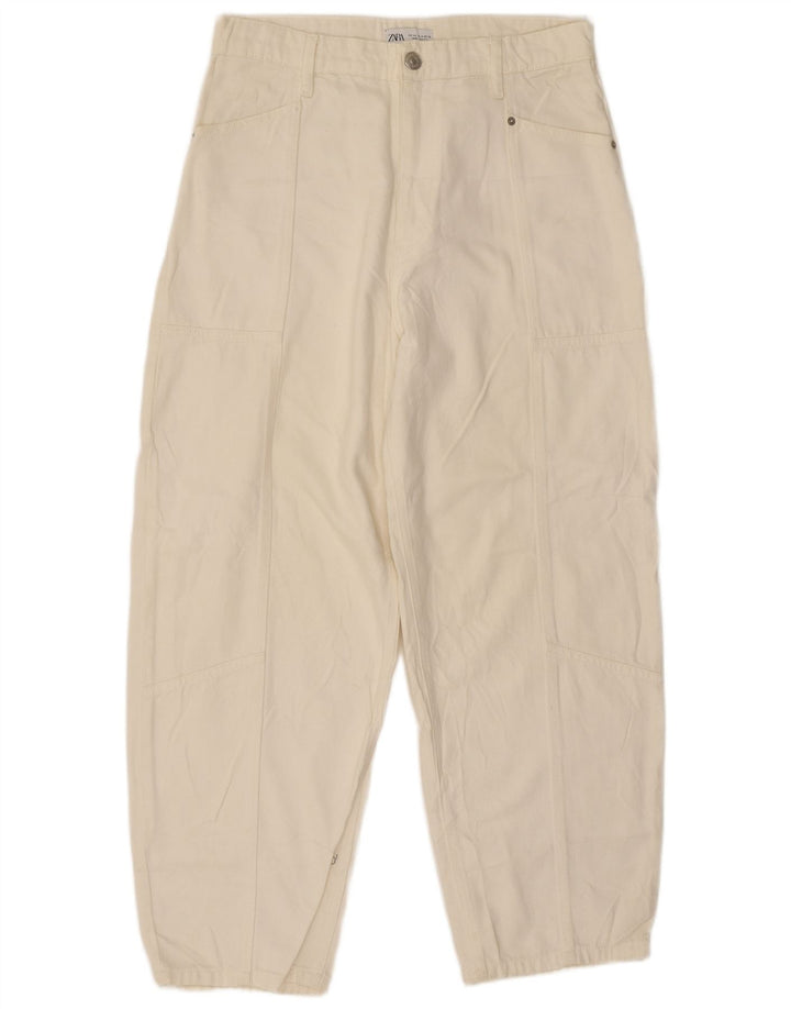 Jeans larghi a vita alta da donna Zara EU 40 medio W32 L27 bianco sporco