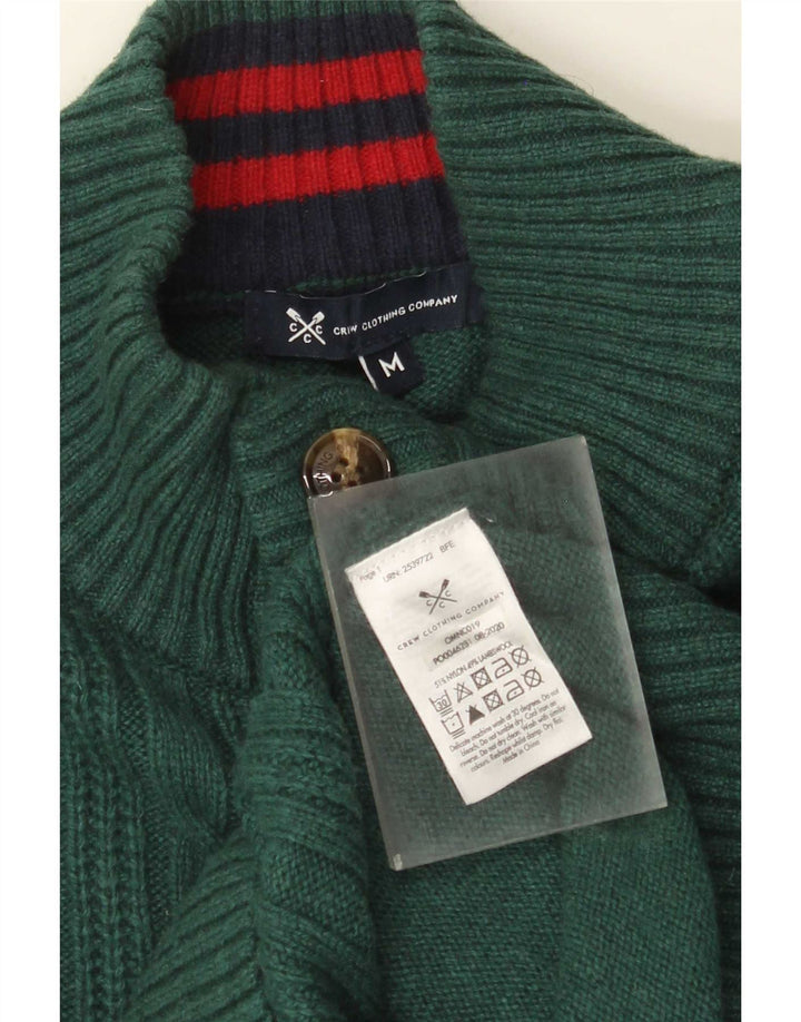 Crew Clothing Maglione da uomo con bottoni e collo in nylon verde medio