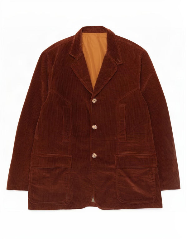 Giacca blazer da uomo in velluto a coste a 3 bottoni J. C. Twidd UK 44 2XL cotone marrone