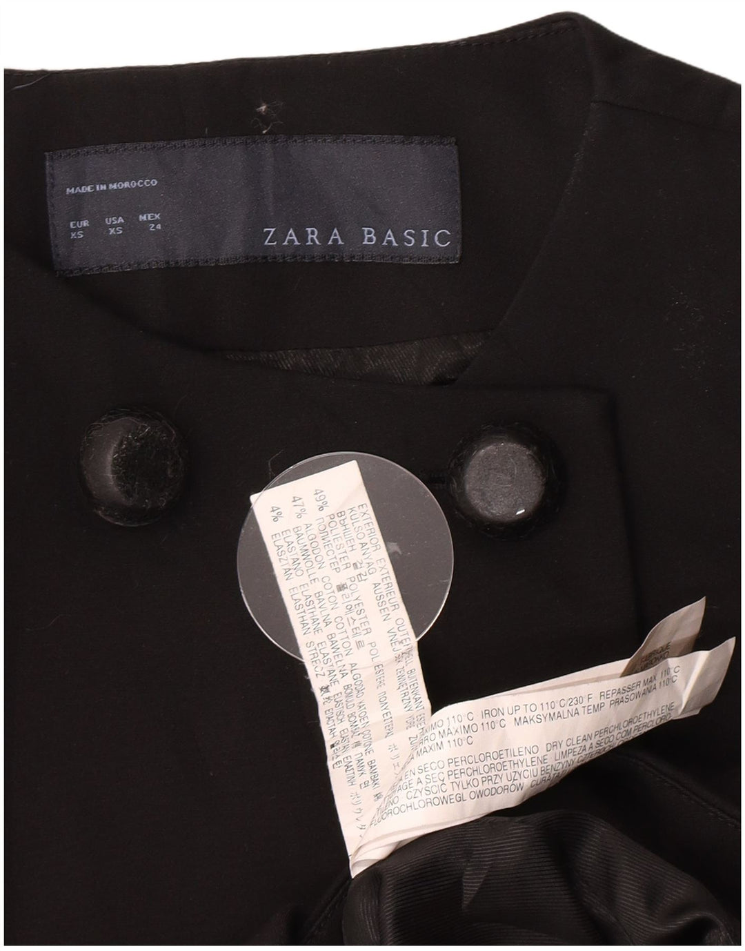 Cappotto doppiopetto da donna Zara UK 6 XS poliestere nero