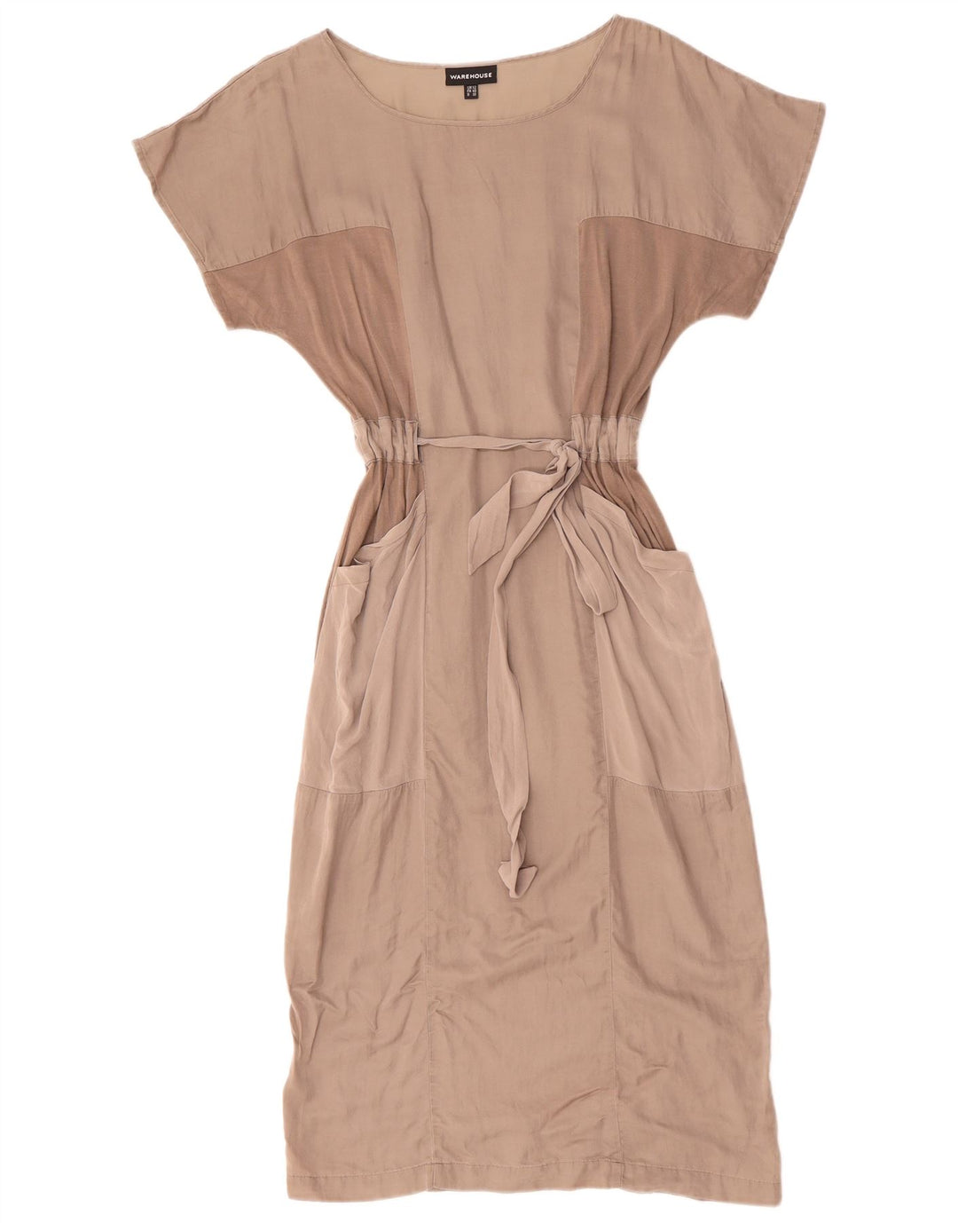 WAREHOUSE Abito lungo da donna a pipistrello UK 12 Cotone color block grigio medio