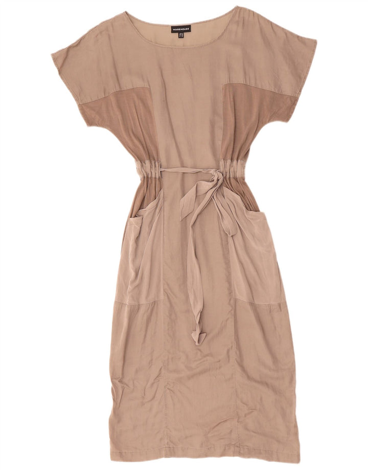 WAREHOUSE Abito lungo da donna a pipistrello UK 12 Cotone color block grigio medio