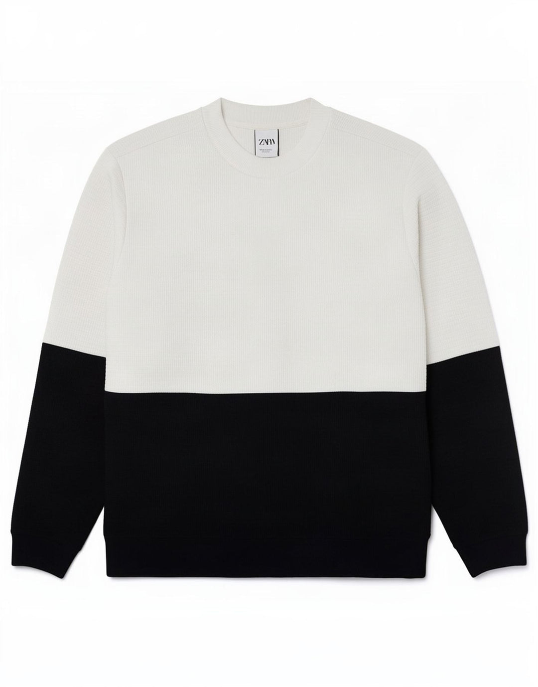 Felpa Zara da uomo maglione XL poliestere color block bianco