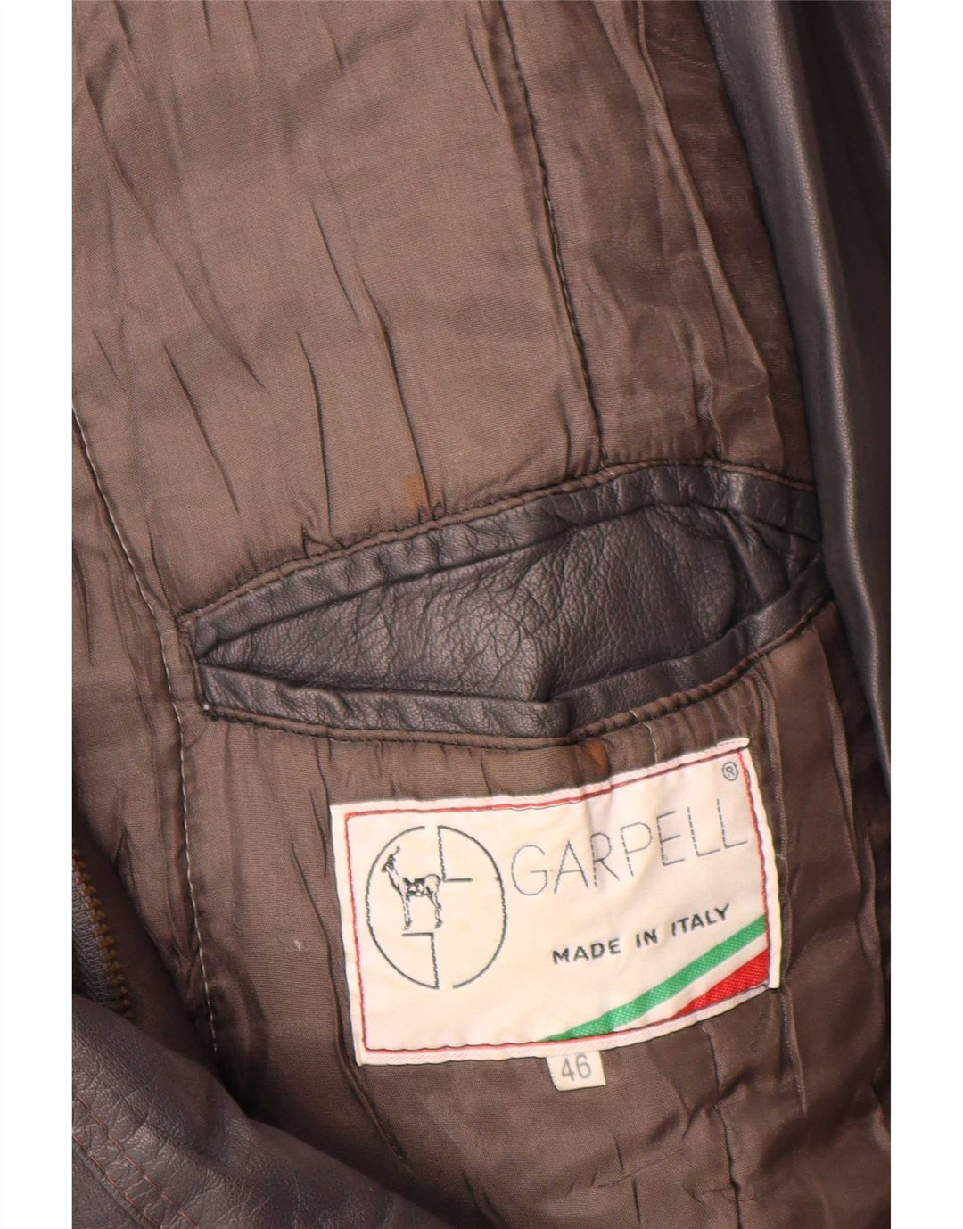 Cappotto in pelle vintage da uomo IT 46 piccolo grigio