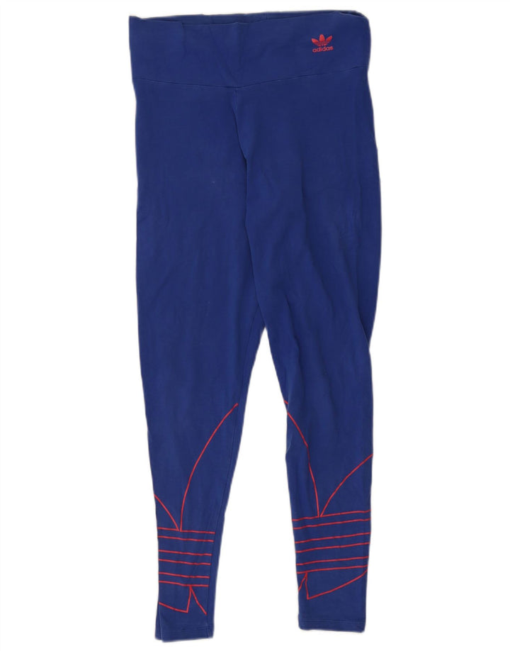 Leggings grafici da donna Adidas UK 14 cotone blu medio