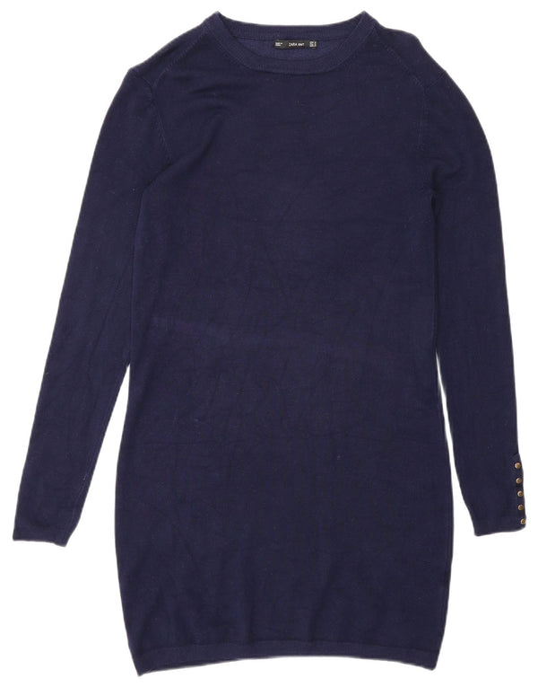Abito maglione a maniche lunghe da donna Zara UK 12 blu navy medio