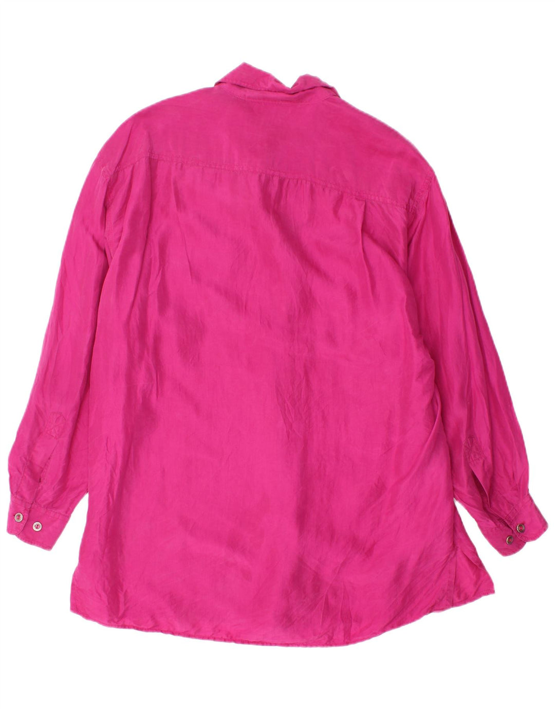 Camicetta camicia oversize da donna vintage UK 10 piccola seta rosa