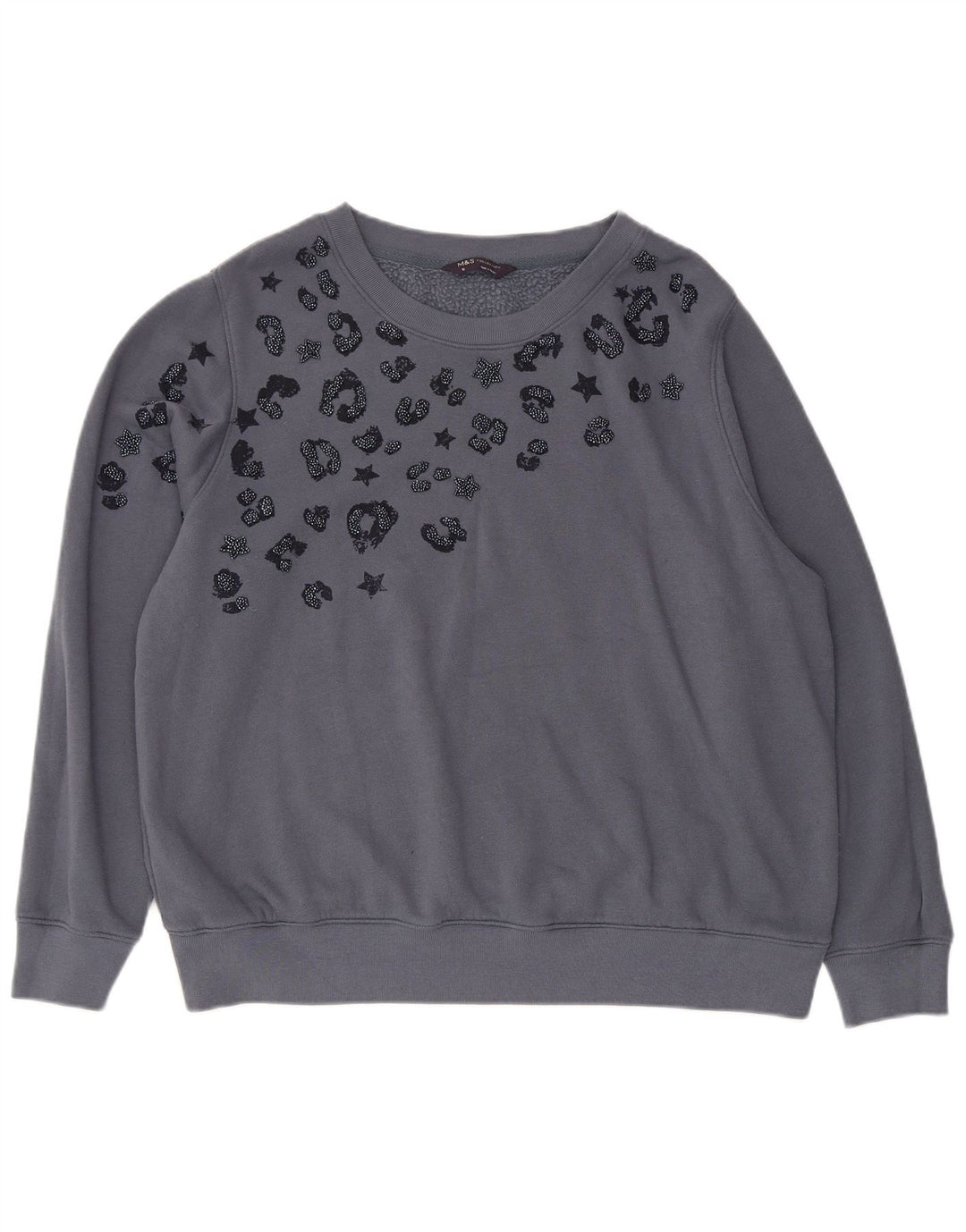 Felpa da donna Marks & Spencer con motivo astratto, maglione UK 18 XL grigio