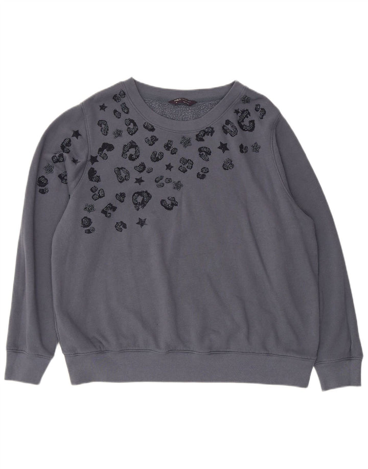 Felpa da donna Marks & Spencer con motivo astratto, maglione UK 18 XL grigio