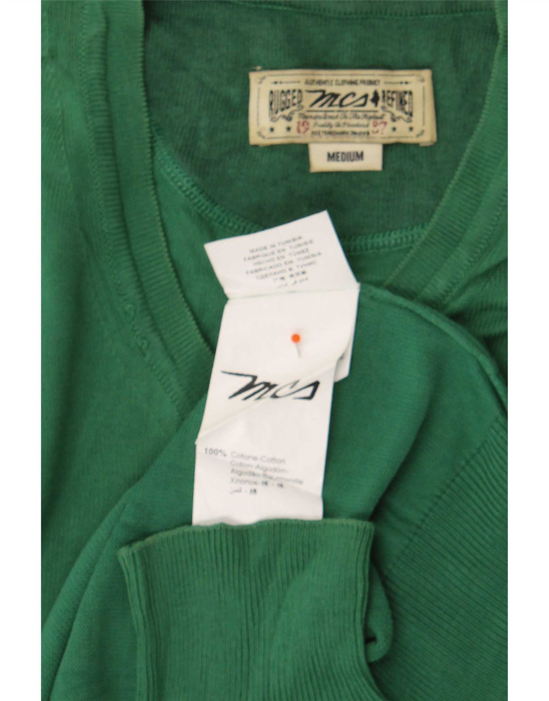Maglione da uomo con scollo a V Marlboro Classics in cotone verde medio