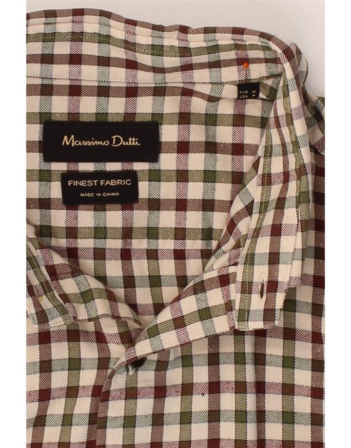 MASSIMO DUTTI Mens Flannel Shirt Medium Beige Check Vintage Massimo Dutti and Second-Hand Massimo Dutti from Messina Hembry 