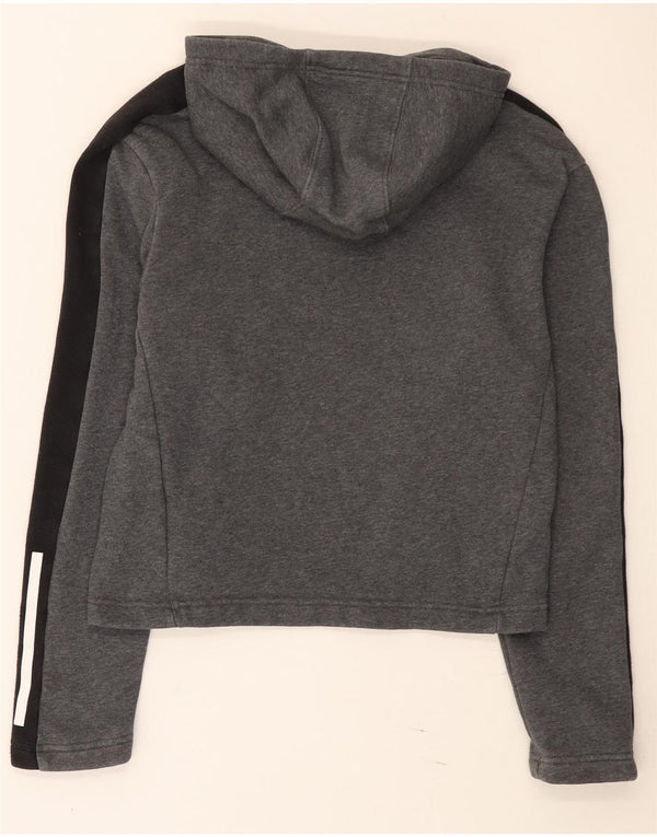 Felpa con cappuccio da ragazza Adidas 13-14 anni in cotone color block grigio