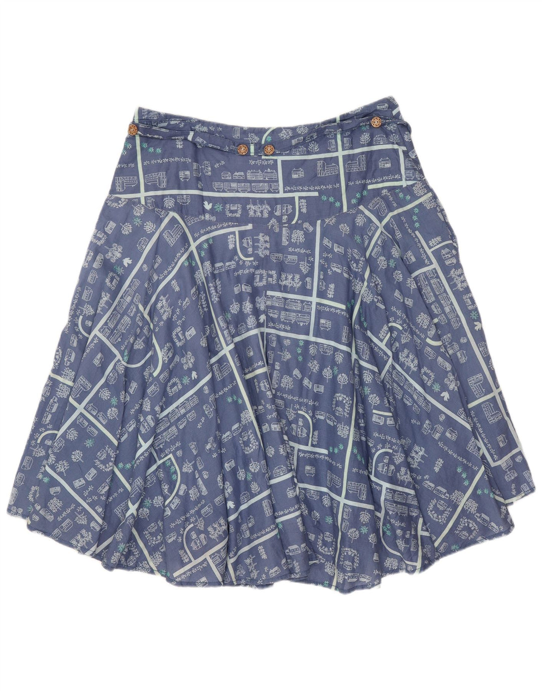 Gonna a trapezio grafica da donna di White Stuff UK 12 media W30 cotone blu