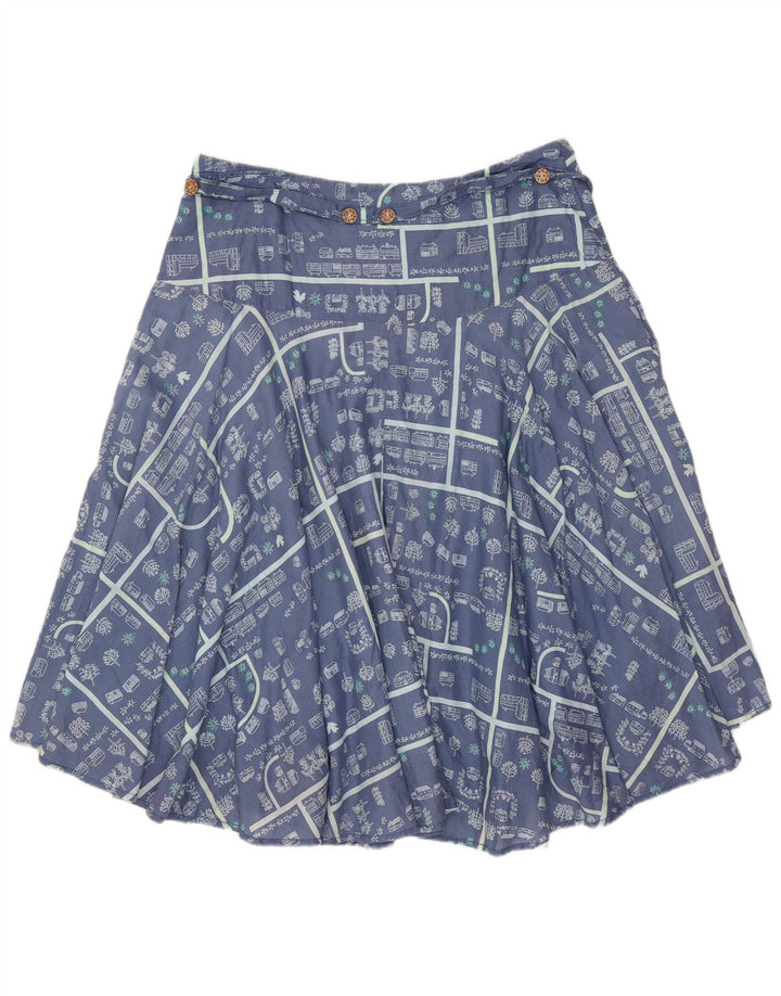 Gonna a trapezio grafica da donna di White Stuff UK 12 media W30 cotone blu