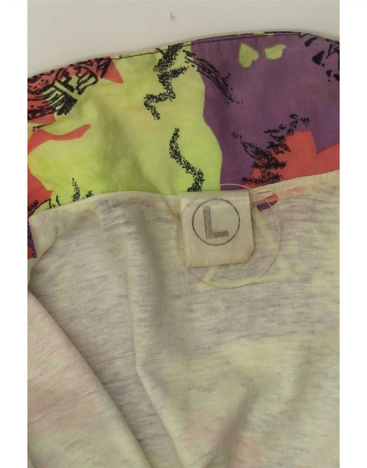 Giacca da ginnastica vintage da donna UK 16 grande geometrica multicolore