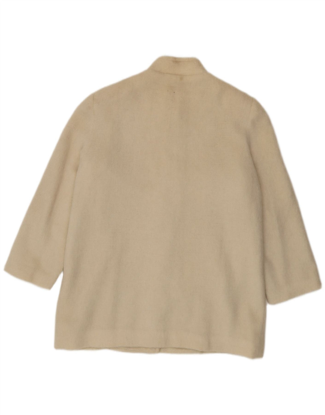 Soprabito da donna vintage IT 44 lana floreale bianco sporco medio