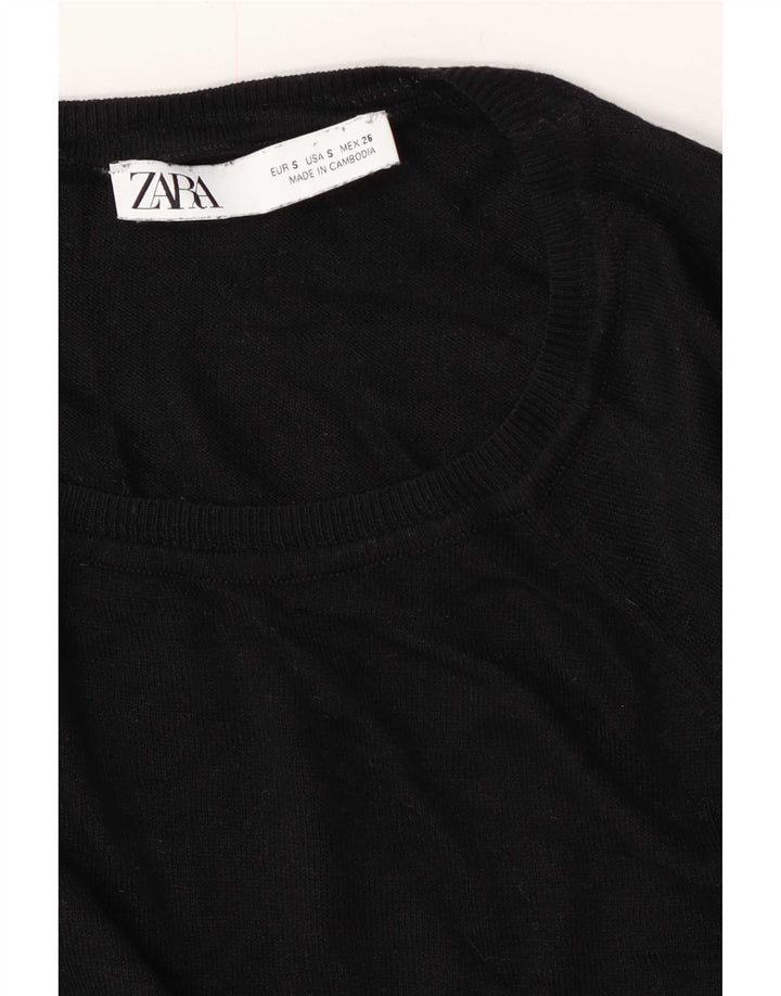 Maglione maglione girocollo oversize da donna Zara UK 10 piccolo nero