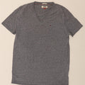TOMMY HILFIGER Mens Regular Fit T-Shirt Top Large Grey Polyester Vintage Tommy Hilfiger and Second-Hand Tommy Hilfiger from Messina Hembry 