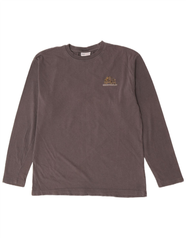 Top grafico da uomo Reebok a maniche lunghe in cotone grigio medio