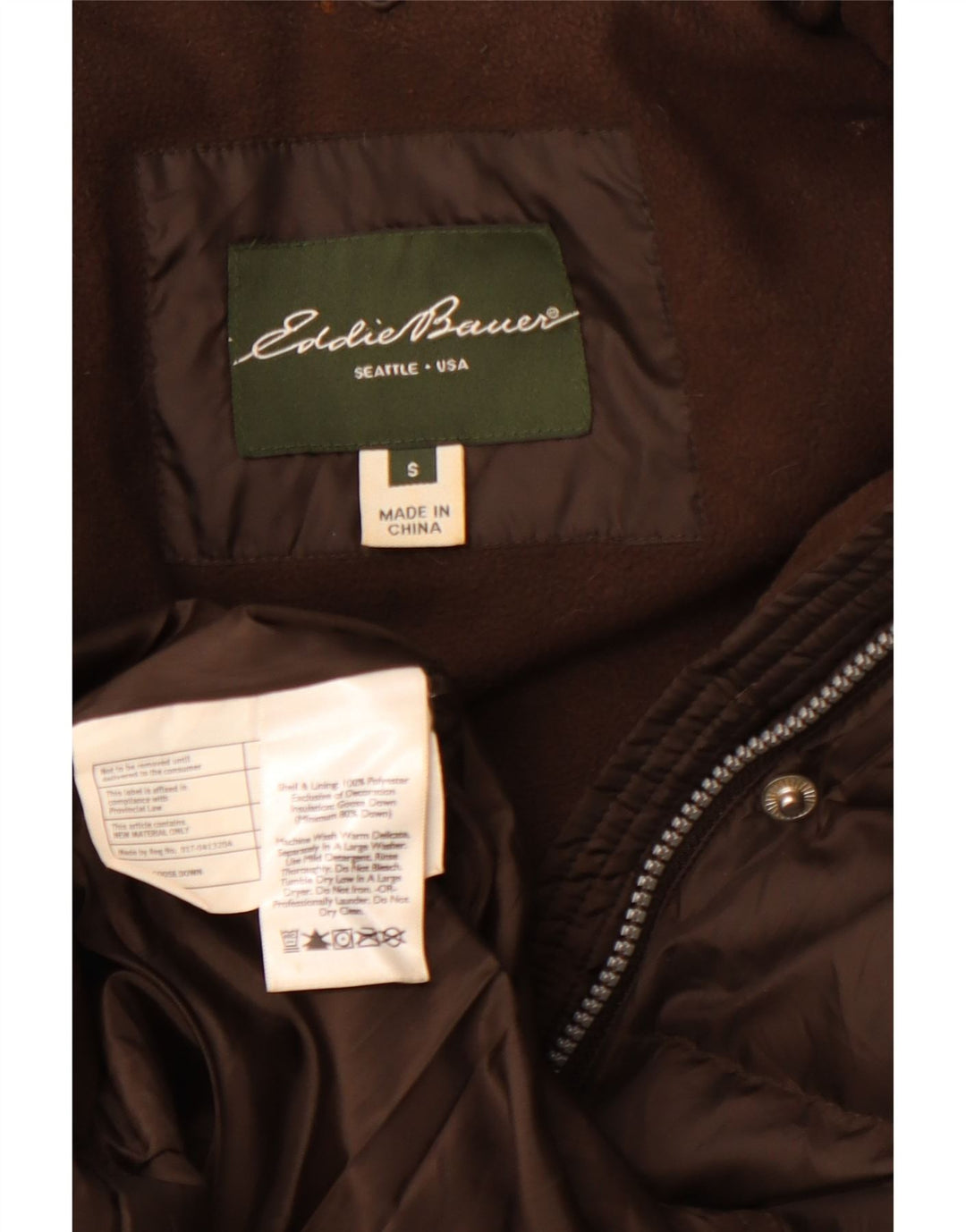 Cappotto imbottito oversize da donna Eddie Bauer UK 10 piccolo poliestere marrone