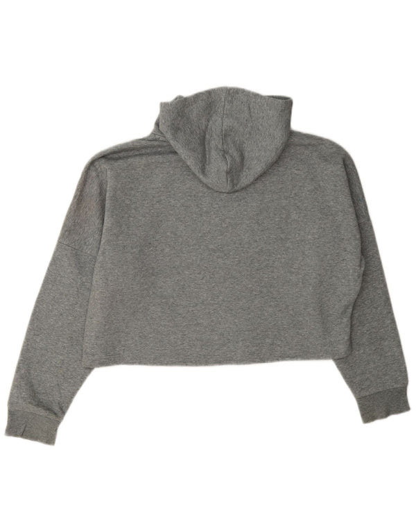 Felpa con cappuccio grafica corta per ragazze Puma 11-12 anni in cotone grigio screziato