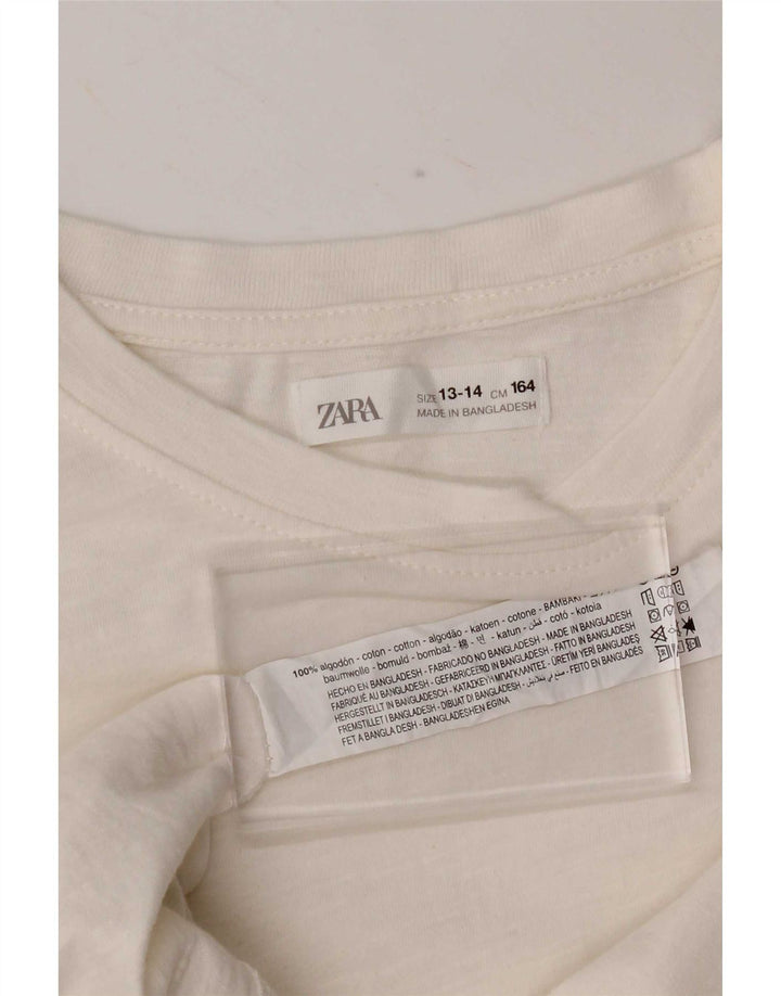 Maglia Zara Bambino Manica Lunga 13-14 Anni Cotone Bianco