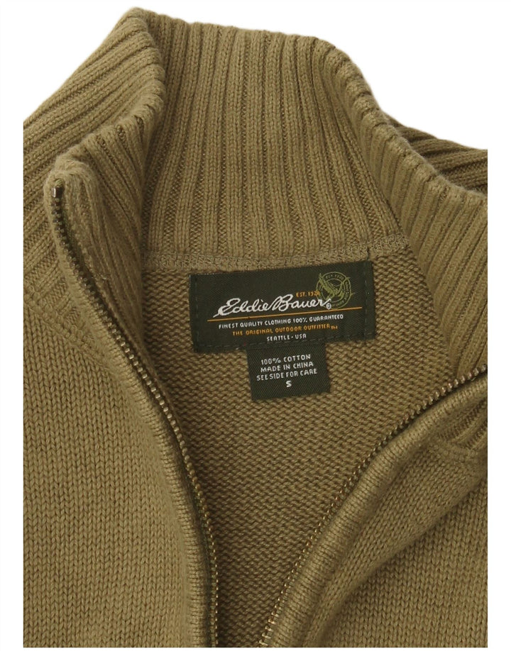 EDDIE BAUER Maglione da uomo con zip e collo piccolo in cotone kaki