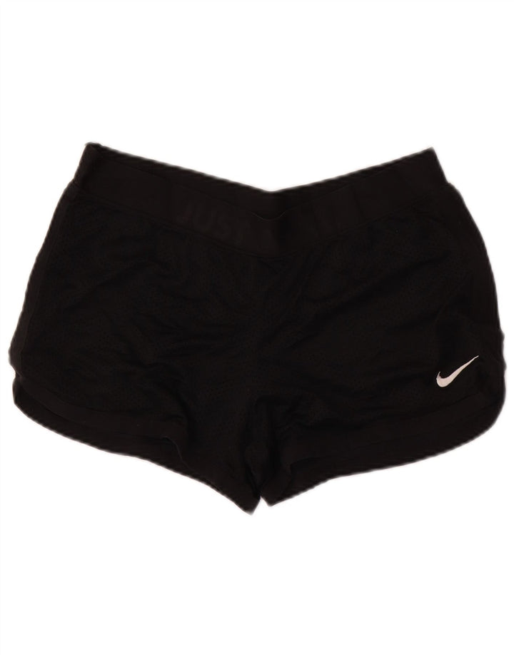 Pantaloncini sportivi grafici NIKE Dri Fit da donna UK 14 medio poliestere nero