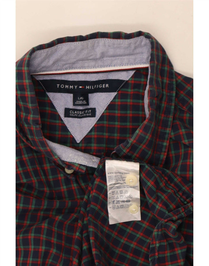 Tommy Hilfiger Camicia da uomo dalla vestibilità classica, grande, in cotone a quadri blu navy