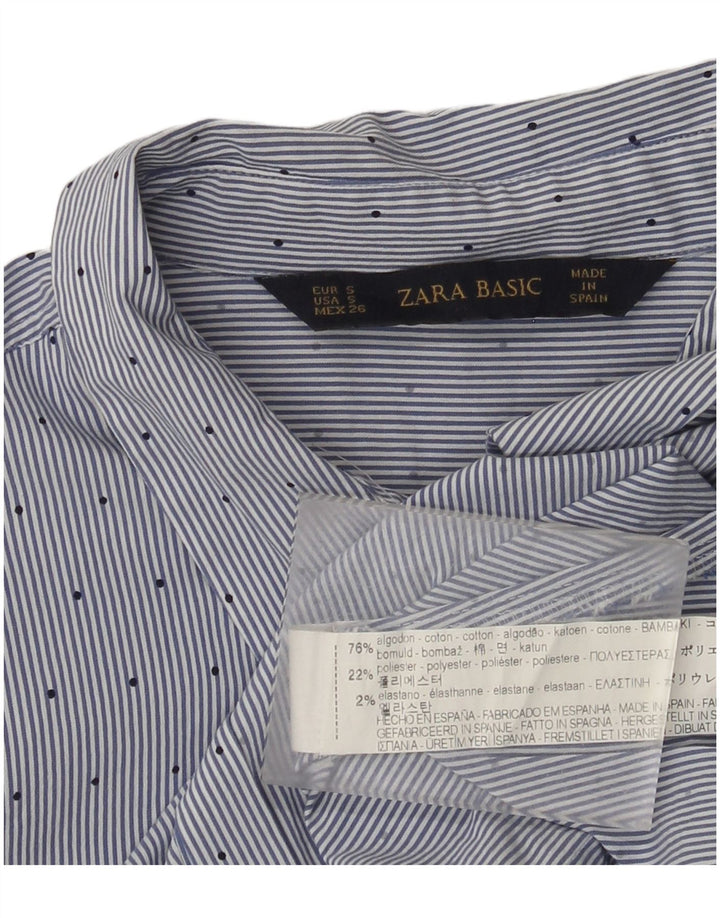 Camicia Zara da donna UK 8 piccola in cotone gessato blu
