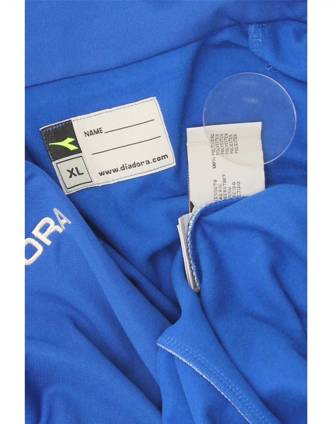 Top Diadora da uomo con zip e collo pullover tuta XL blu poliestere