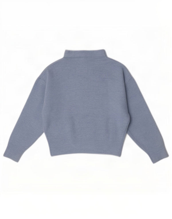 Maglione corto a collo alto da donna Zara UK 10 piccolo acrilico blu
