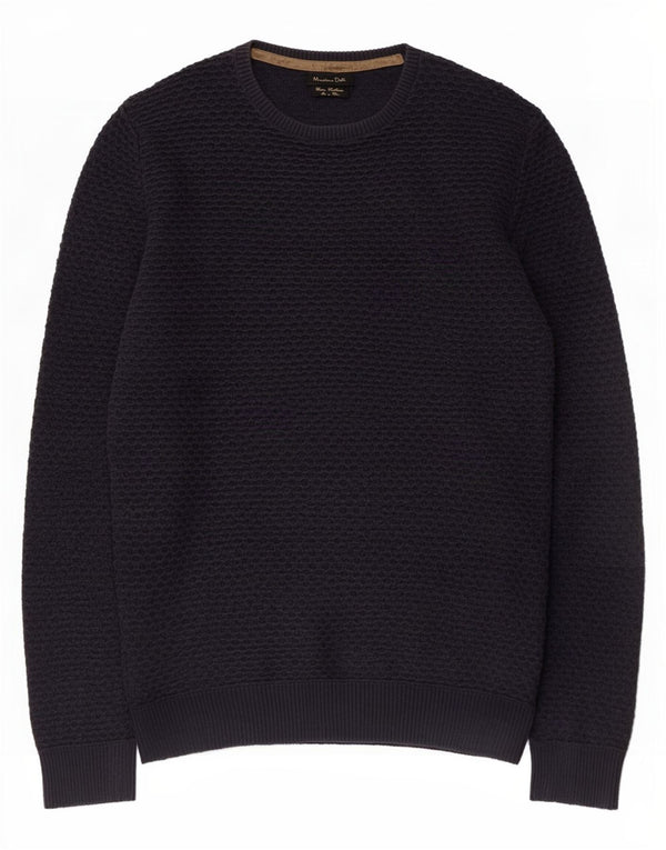 Maglione maglione girocollo da uomo Massimo Dutti piccolo in cotone blu navy