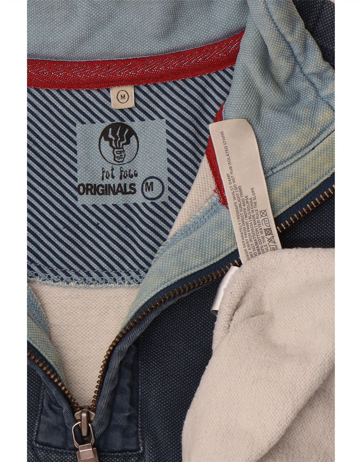 Felpa da uomo con collo con zip Fat Face, maglione medio, cotone blu navy