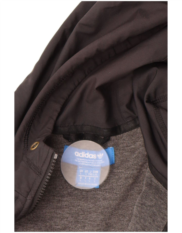 Maglione con cappuccio e zip da uomo Adidas grande in poliestere nero