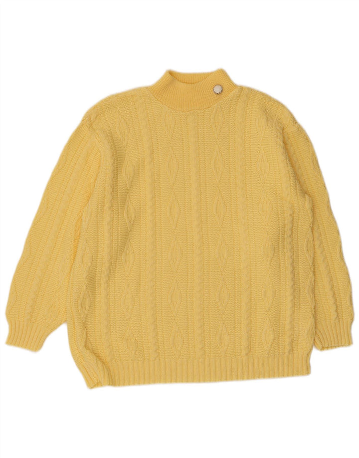 Maglione maglione collo alto da donna VINTAGE UK 12 giallo medio