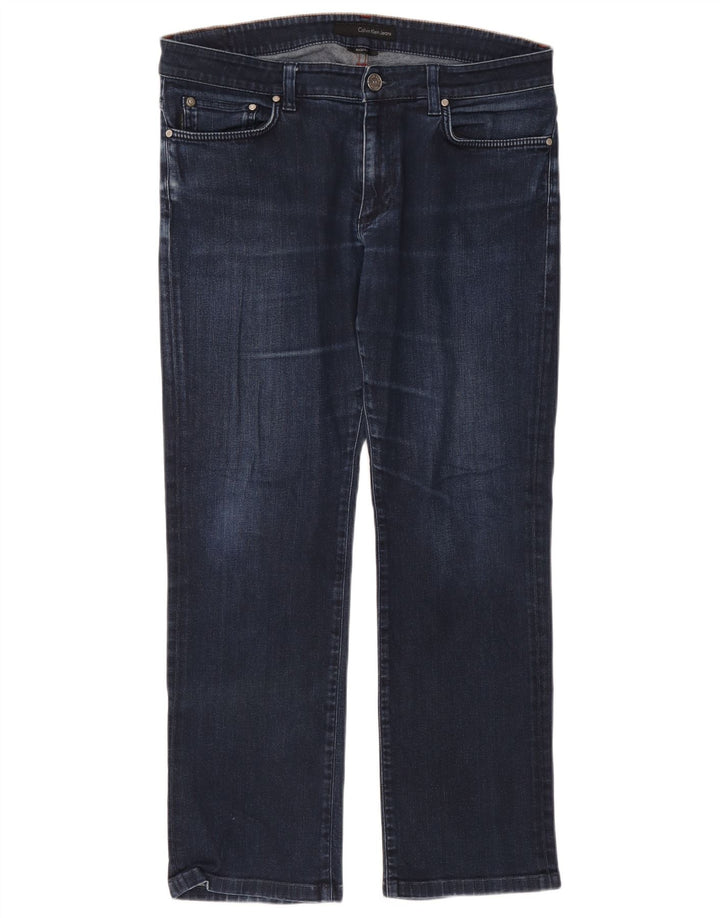 Jeans dritti regolari da uomo Calvin Klein W34 L30 cotone blu navy