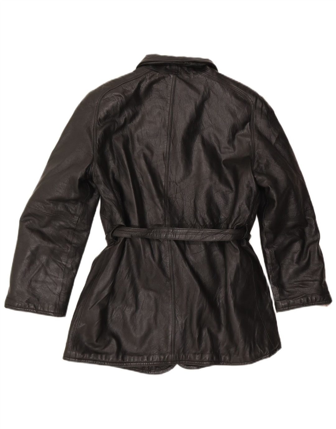 Giacca in pelle vintage da donna IT 46 grande nera