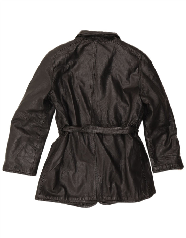 Giacca in pelle vintage da donna IT 46 grande nera
