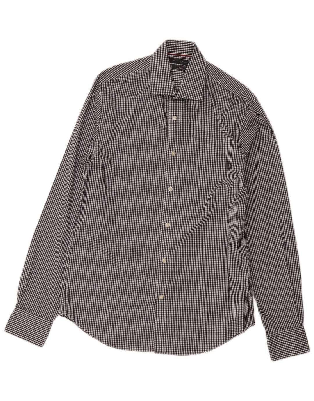 Camicia slim fit da uomo Tommy Hilfiger taglia 15 a quadretti blu navy medio