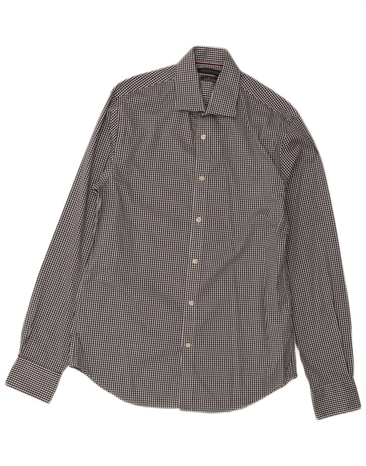 Camicia slim fit da uomo Tommy Hilfiger taglia 15 a quadretti blu navy medio