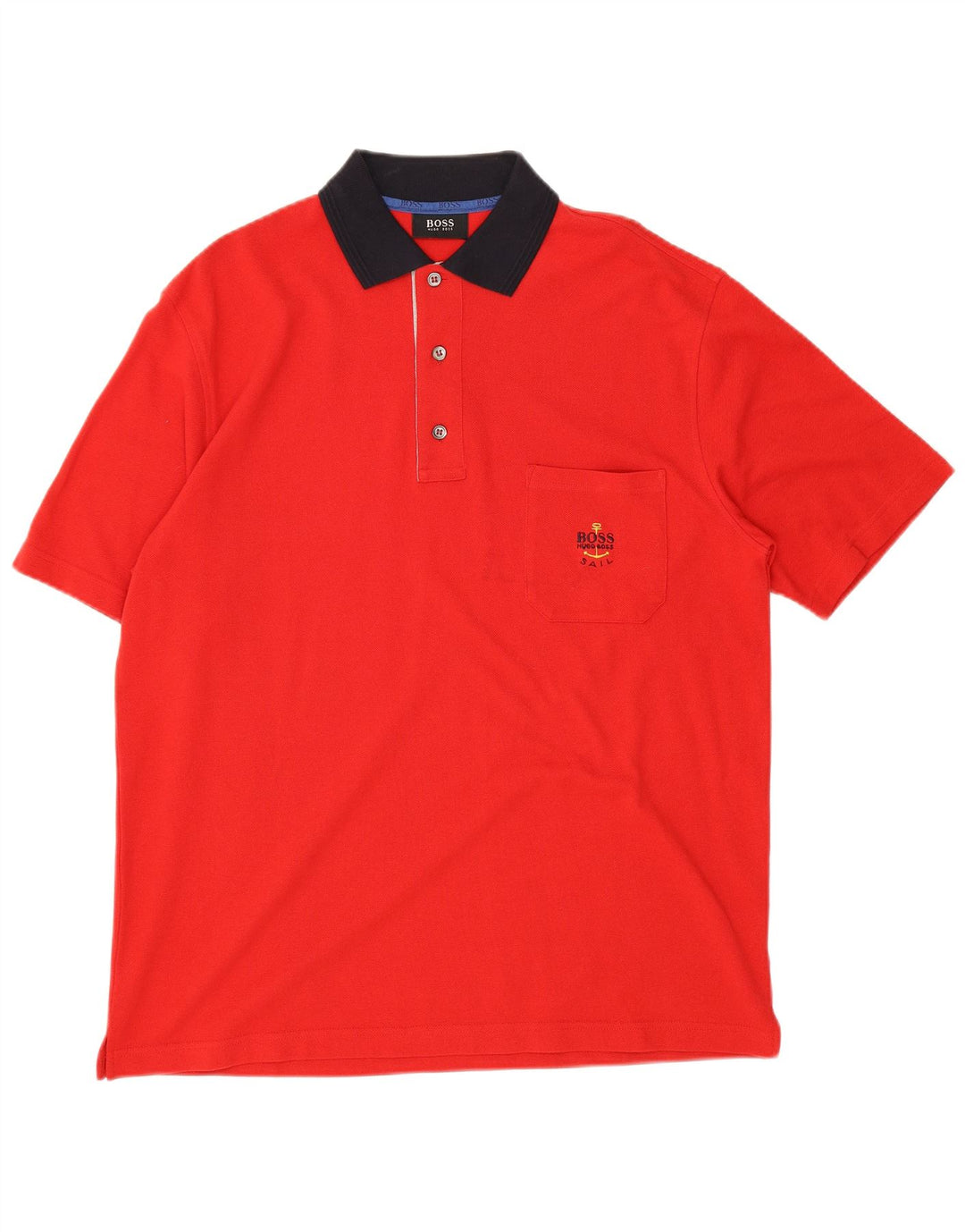 Polo da uomo Hugo Boss grande in cotone color block rosso